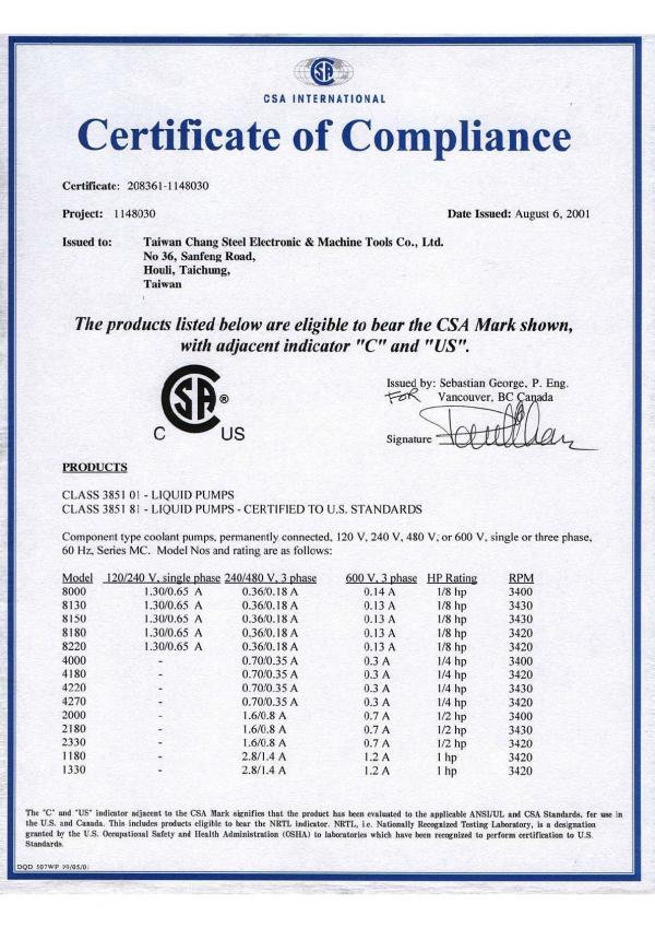 CSA certification